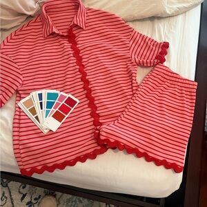 Red and Pink Striped Pajamas